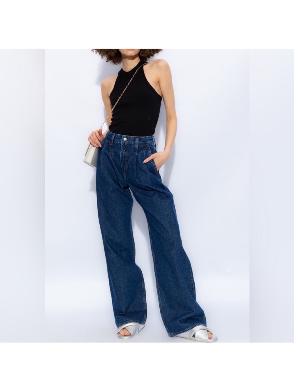 Anine Bing Dark Indigo Wide-Leg High-Rise Carrie Jeans size 29